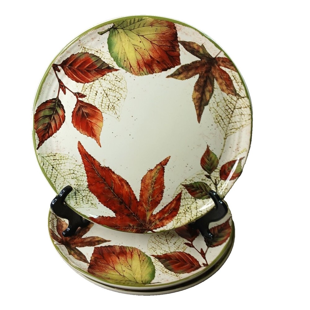 Pier 1 Imports Asheville 4 Dinner Plates Ironstone Fall Leaves Replacement DISC